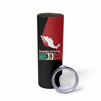 Custom Mexico Football Skinny Tumbler Tu Puedes El Tricolor Red - Wonder Print Shop