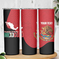 Custom Mexico Football Skinny Tumbler Tu Puedes El Tricolor Red - Wonder Print Shop