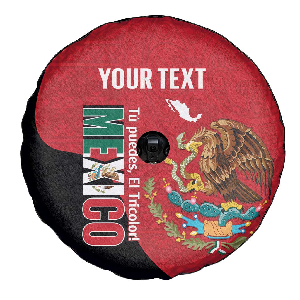 Custom Mexico Football Spare Tire Cover Tu Puedes El Tricolor Red - Wonder Print Shop