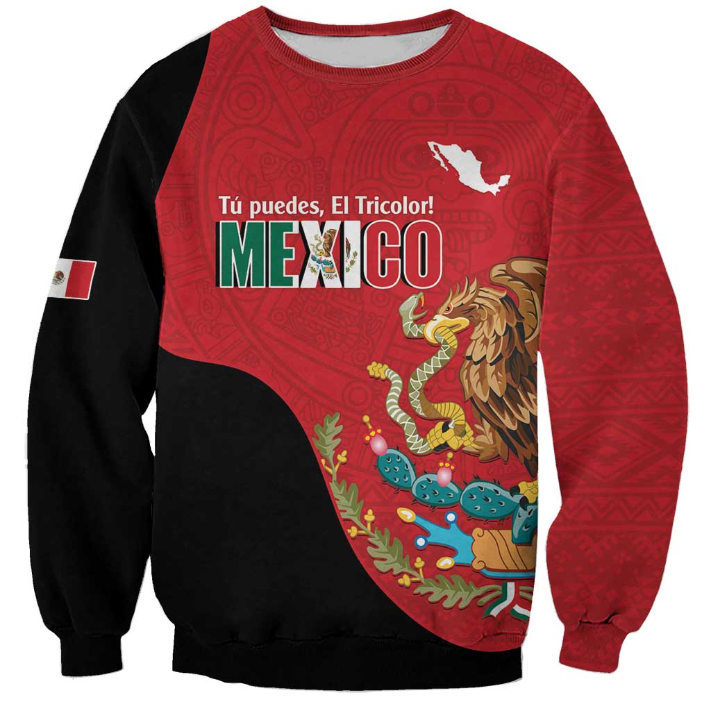 Custom Mexico Football Sweatshirt Tu Puedes El Tricolor Red - Wonder Print Shop