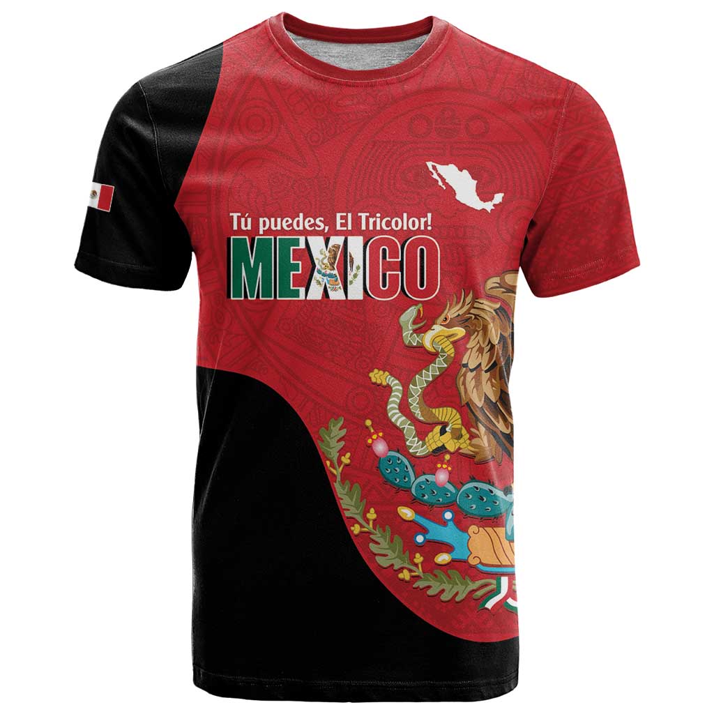 Custom Mexico Football T Shirt Tu Puedes El Tricolor Red - Wonder Print Shop