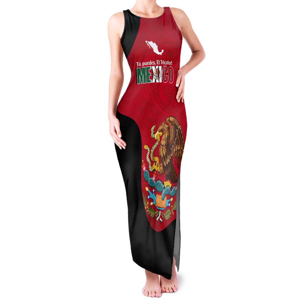 Custom Mexico Football Tank Maxi Dress Tu Puedes El Tricolor Red - Wonder Print Shop