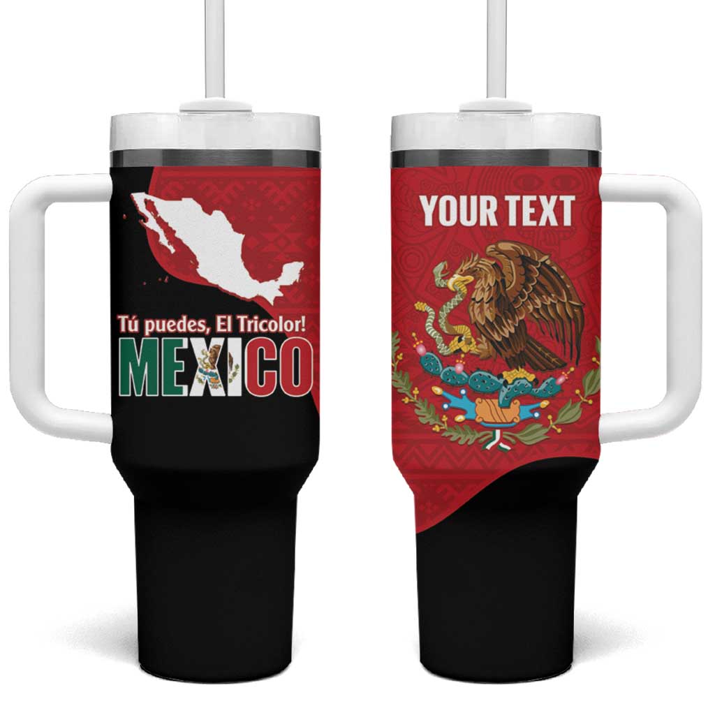 Custom Mexico Football Tumbler With Handle Tu Puedes El Tricolor Red - Wonder Print Shop