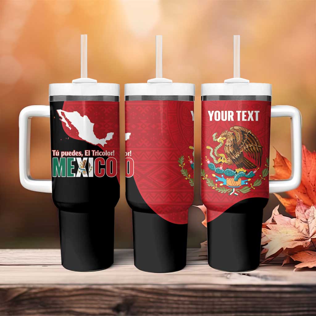 Custom Mexico Football Tumbler With Handle Tu Puedes El Tricolor Red - Wonder Print Shop