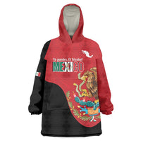 Custom Mexico Football Wearable Blanket Hoodie Tu Puedes El Tricolor Red - Wonder Print Shop