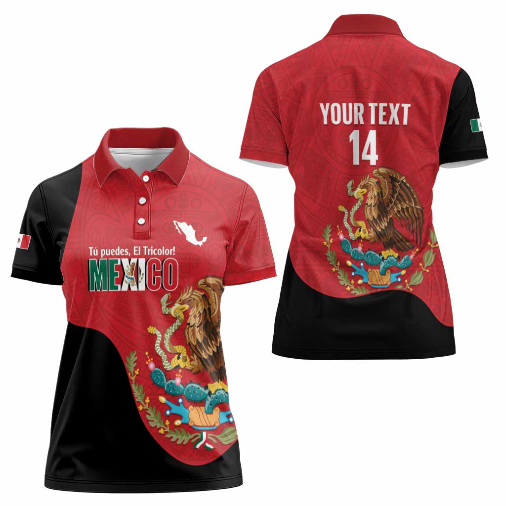 Custom Mexico Football Women Polo Shirt Tu Puedes El Tricolor Red - Wonder Print Shop