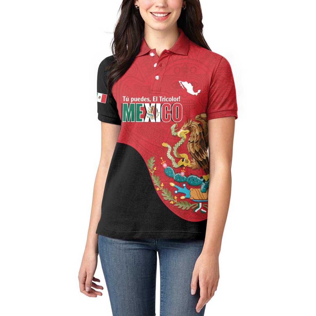 Custom Mexico Football Women Polo Shirt Tu Puedes El Tricolor Red - Wonder Print Shop