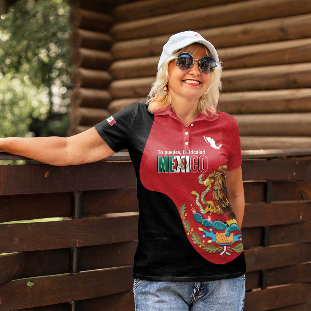 Custom Mexico Football Women Polo Shirt Tu Puedes El Tricolor Red - Wonder Print Shop