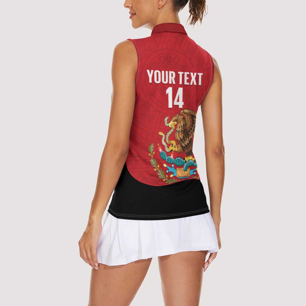 Custom Mexico Football Women Sleeveless Polo Shirt Tu Puedes El Tricolor Red - Wonder Print Shop
