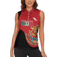 Custom Mexico Football Women Sleeveless Polo Shirt Tu Puedes El Tricolor Red - Wonder Print Shop