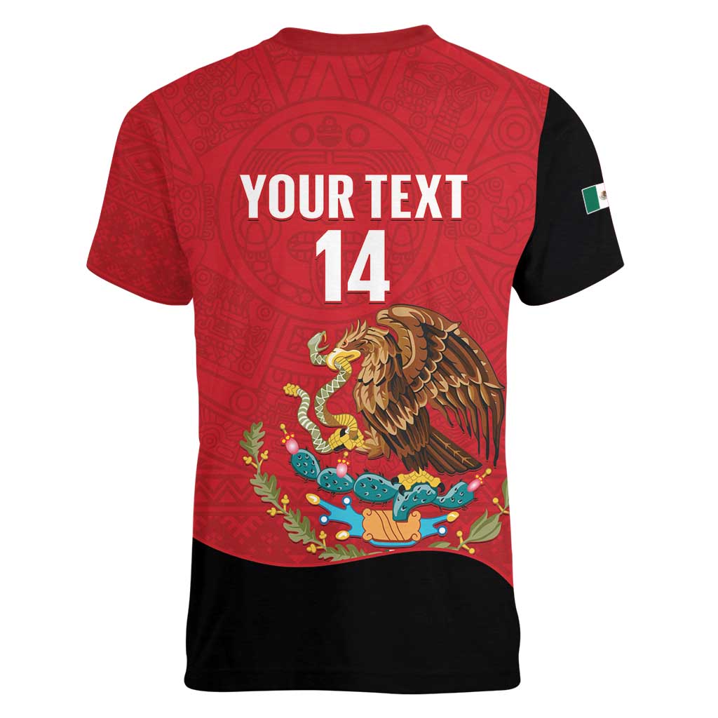 Custom Mexico Football Women V-Neck T-Shirt Tu Puedes El Tricolor Red - Wonder Print Shop