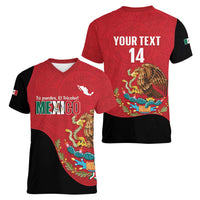 Custom Mexico Football Women V-Neck T-Shirt Tu Puedes El Tricolor Red - Wonder Print Shop