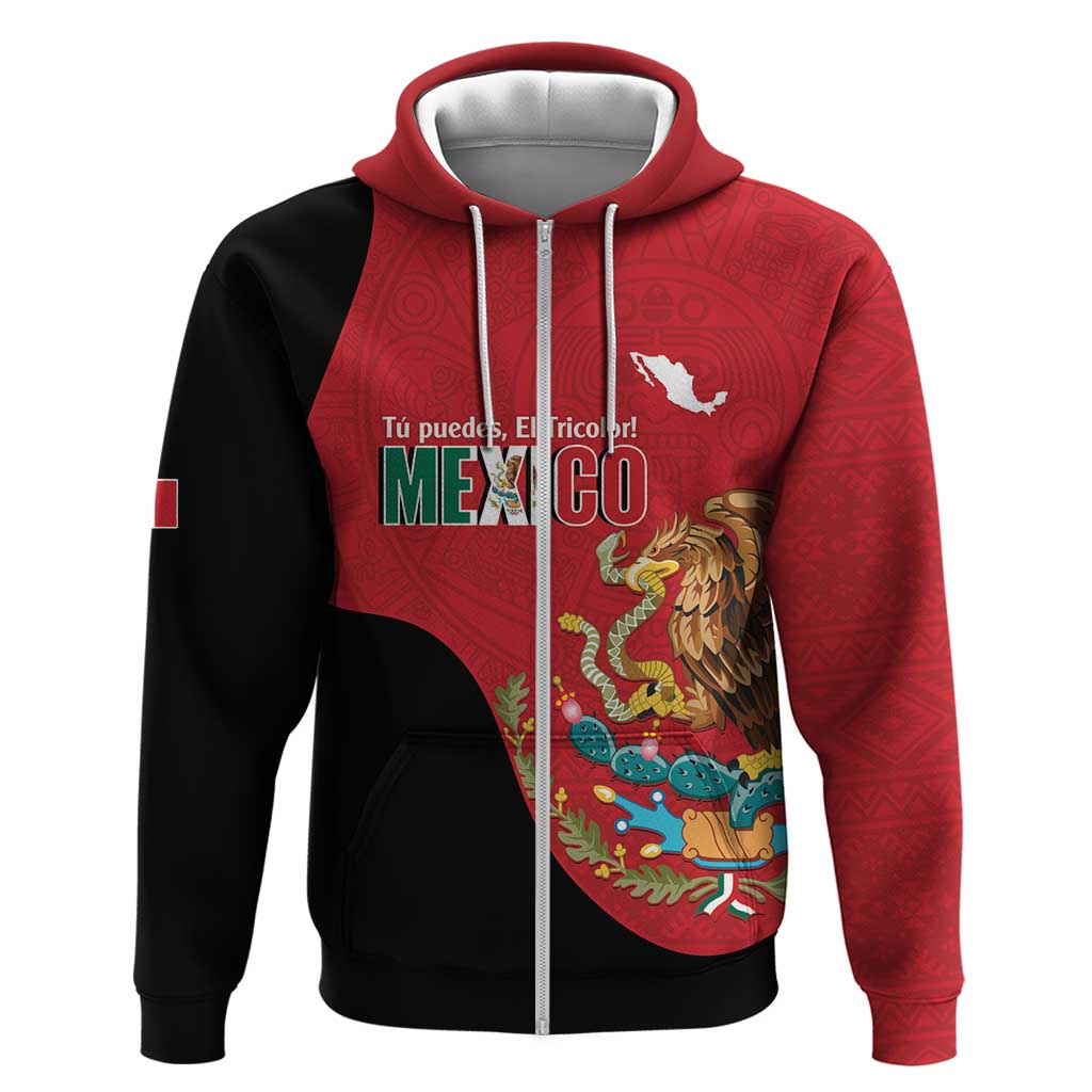 Custom Mexico Football Zip Hoodie Tu Puedes El Tricolor Red - Wonder Print Shop