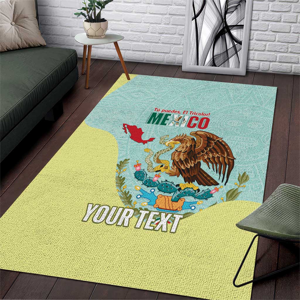 Custom Mexico Football Area Rug Tu Puedes El Tricolor Cyan - Wonder Print Shop