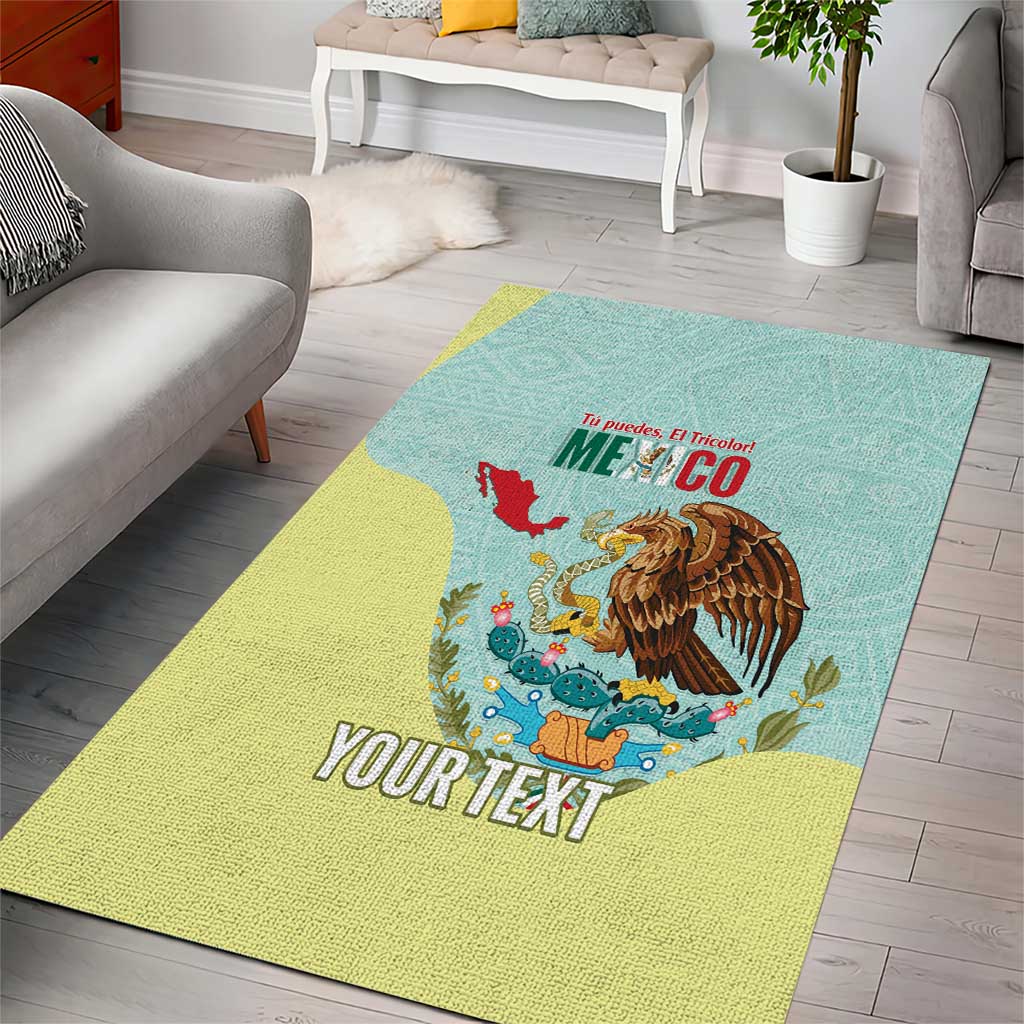 Custom Mexico Football Area Rug Tu Puedes El Tricolor Cyan - Wonder Print Shop