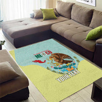 Custom Mexico Football Area Rug Tu Puedes El Tricolor Cyan - Wonder Print Shop