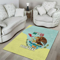 Custom Mexico Football Area Rug Tu Puedes El Tricolor Cyan - Wonder Print Shop