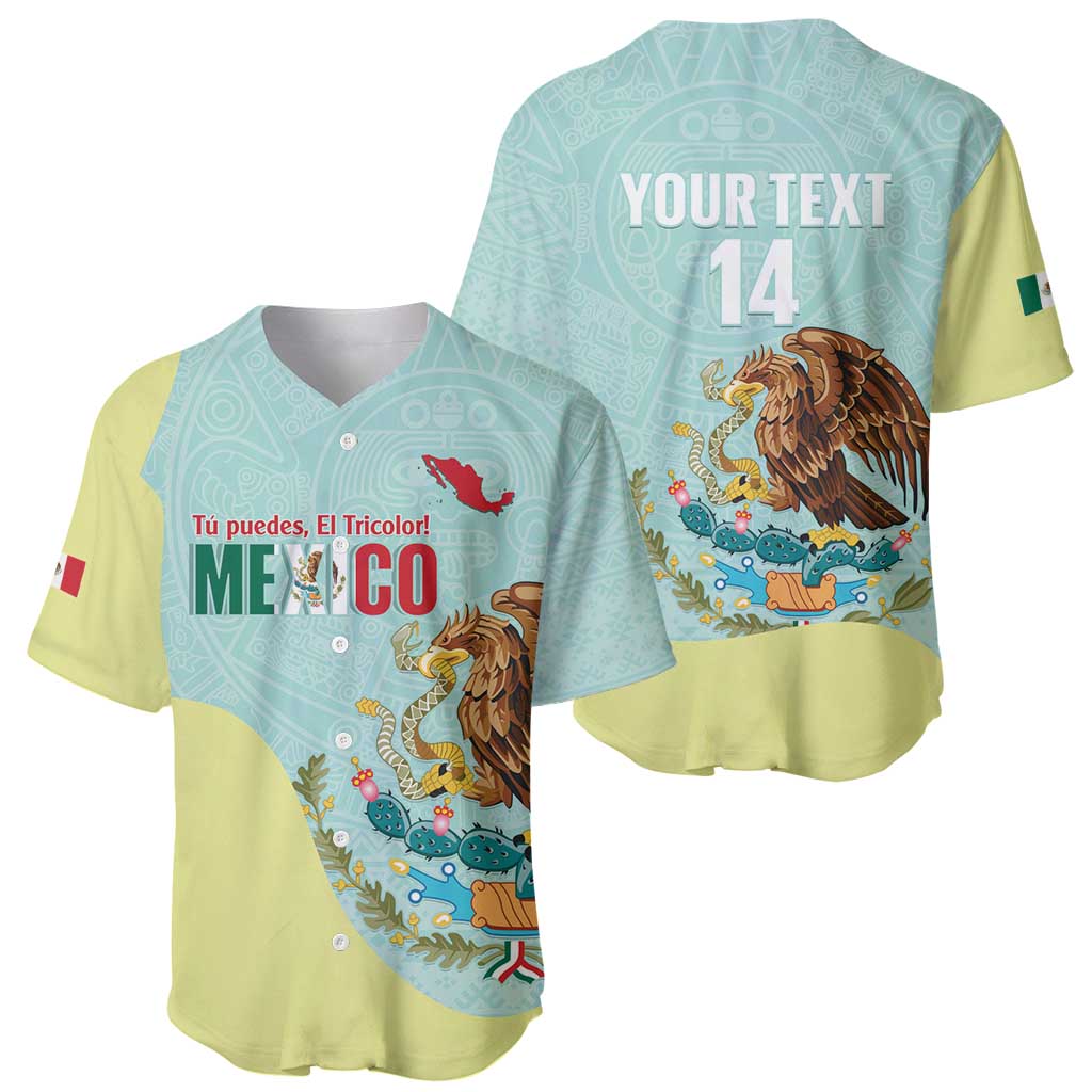 Custom Mexico Football Baseball Jersey Tu Puedes El Tricolor Cyan - Wonder Print Shop