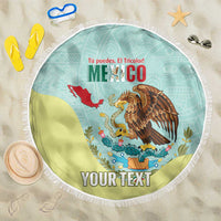 Custom Mexico Football Beach Blanket Tu Puedes El Tricolor Cyan - Wonder Print Shop