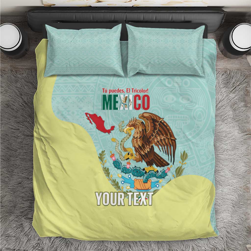 Custom Mexico Football Bedding Set Tu Puedes El Tricolor Cyan - Wonder Print Shop