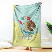 Custom Mexico Football Blanket Tu Puedes El Tricolor Cyan - Wonder Print Shop