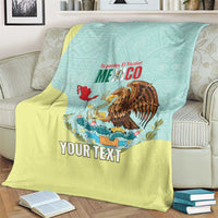 Custom Mexico Football Blanket Tu Puedes El Tricolor Cyan - Wonder Print Shop
