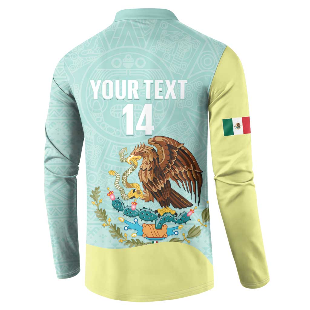 Custom Mexico Football Button Sweatshirt Tu Puedes El Tricolor Cyan - Wonder Print Shop