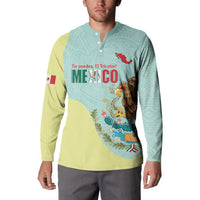 Custom Mexico Football Button Sweatshirt Tu Puedes El Tricolor Cyan - Wonder Print Shop