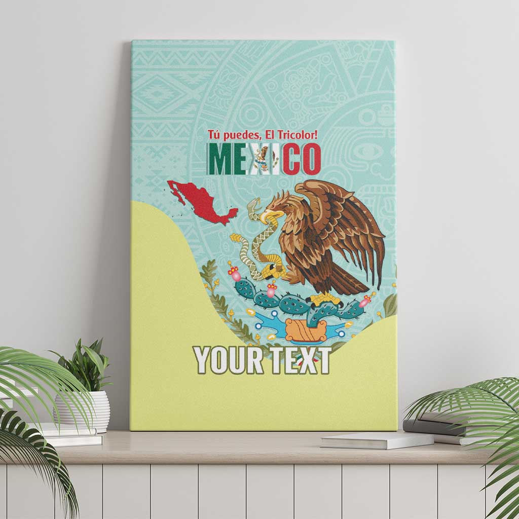Custom Mexico Football Canvas Wall Art Tu Puedes El Tricolor Cyan - Wonder Print Shop