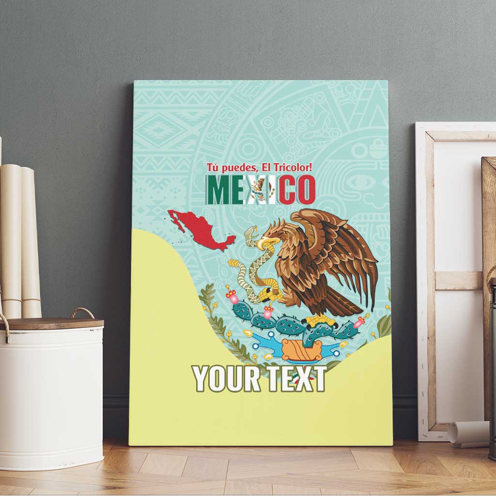 Custom Mexico Football Canvas Wall Art Tu Puedes El Tricolor Cyan - Wonder Print Shop