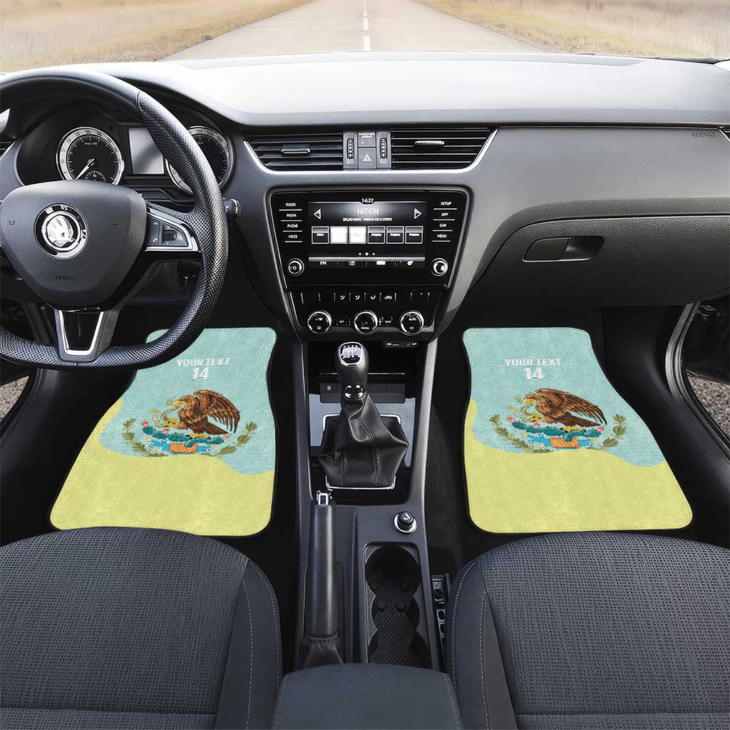 Custom Mexico Football Car Mats Tu Puedes El Tricolor Cyan - Wonder Print Shop