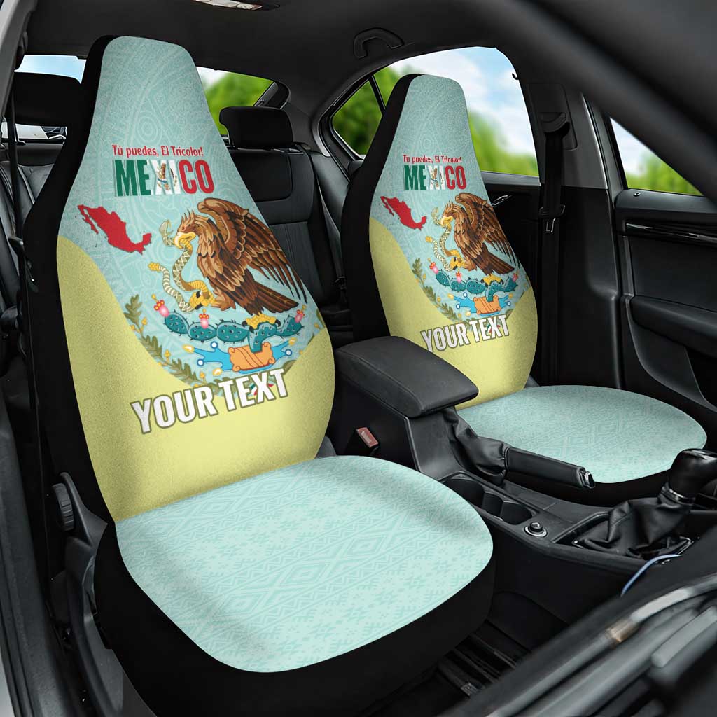 Custom Mexico Football Car Seat Cover Tu Puedes El Tricolor Cyan - Wonder Print Shop