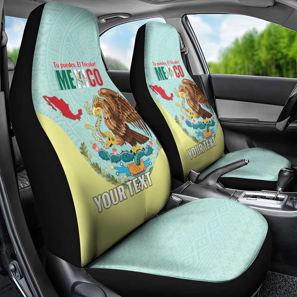 Custom Mexico Football Car Seat Cover Tu Puedes El Tricolor Cyan - Wonder Print Shop