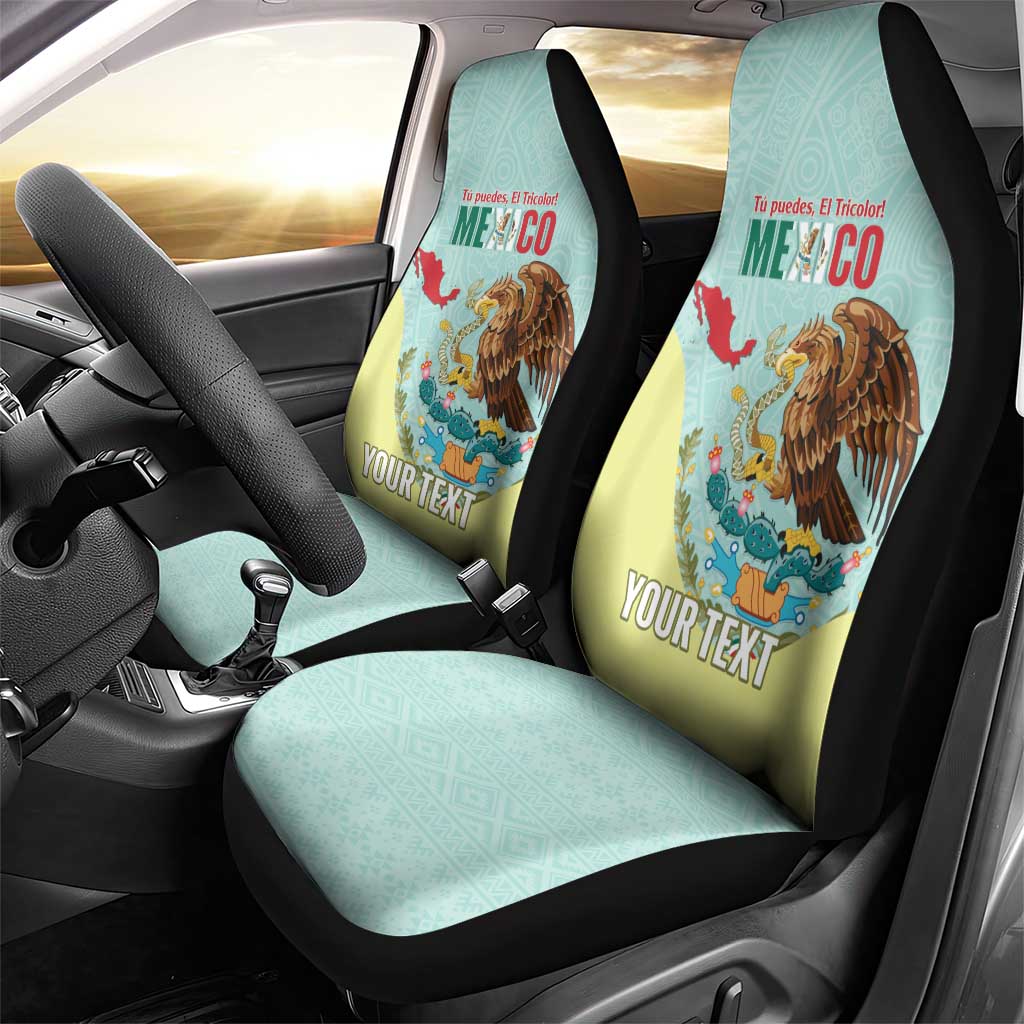 Custom Mexico Football Car Seat Cover Tu Puedes El Tricolor Cyan - Wonder Print Shop