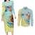 Custom Mexico Football Couples Matching Long Sleeve Bodycon Dress and Long Sleeve Button Shirt Tu Puedes El Tricolor Cyan - Wonder Print Shop