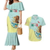 Custom Mexico Football Couples Matching Mermaid Dress and Hawaiian Shirt Tu Puedes El Tricolor Cyan - Wonder Print Shop