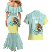 Custom Mexico Football Couples Matching Mermaid Dress and Hawaiian Shirt Tu Puedes El Tricolor Cyan - Wonder Print Shop
