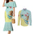 Custom Mexico Football Couples Matching Mermaid Dress and Long Sleeve Button Shirt Tu Puedes El Tricolor Cyan - Wonder Print Shop