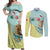 Custom Mexico Football Couples Matching Off Shoulder Maxi Dress and Long Sleeve Button Shirt Tu Puedes El Tricolor Cyan - Wonder Print Shop