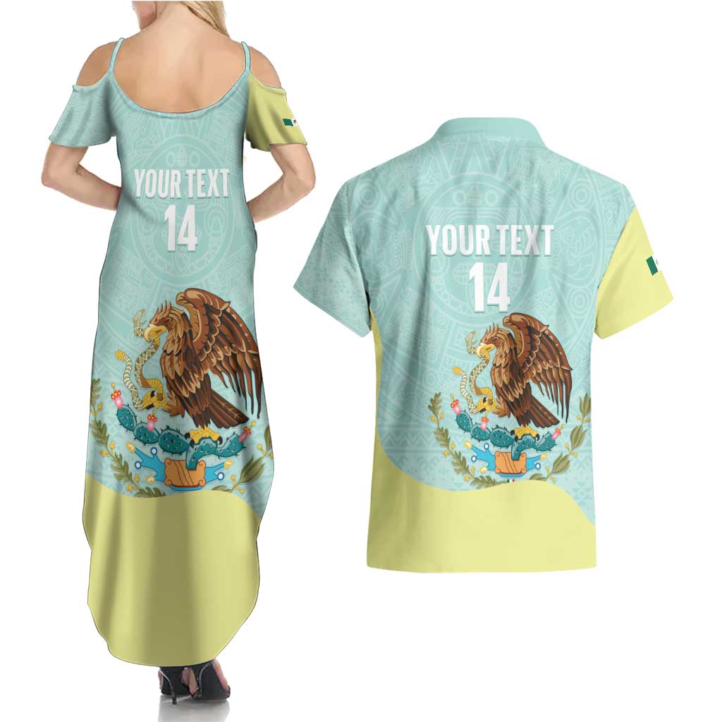 Custom Mexico Football Couples Matching Summer Maxi Dress and Hawaiian Shirt Tu Puedes El Tricolor Cyan - Wonder Print Shop