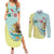 Custom Mexico Football Couples Matching Summer Maxi Dress and Long Sleeve Button Shirt Tu Puedes El Tricolor Cyan - Wonder Print Shop
