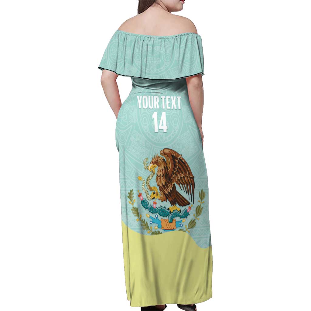 Custom Mexico Football Family Matching Off Shoulder Maxi Dress and Hawaiian Shirt Tu Puedes El Tricolor Cyan - Wonder Print Shop
