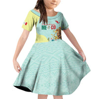 Custom Mexico Football Family Matching Off Shoulder Short Dress and Hawaiian Shirt Tu Puedes El Tricolor Cyan - Wonder Print Shop