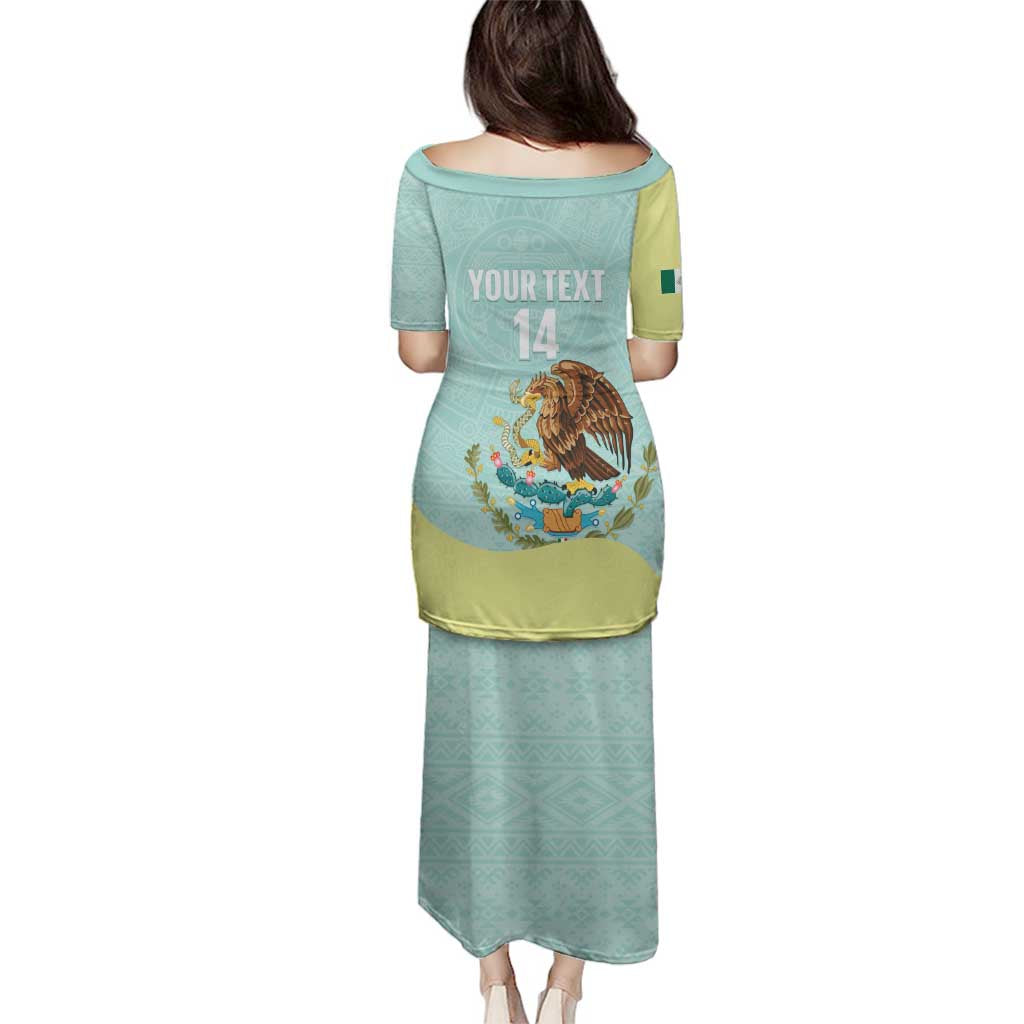 Custom Mexico Football Family Matching Puletasi and Hawaiian Shirt Tu Puedes El Tricolor Cyan - Wonder Print Shop