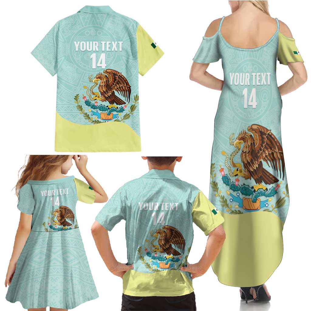 Custom Mexico Football Family Matching Summer Maxi Dress and Hawaiian Shirt Tu Puedes El Tricolor Cyan - Wonder Print Shop