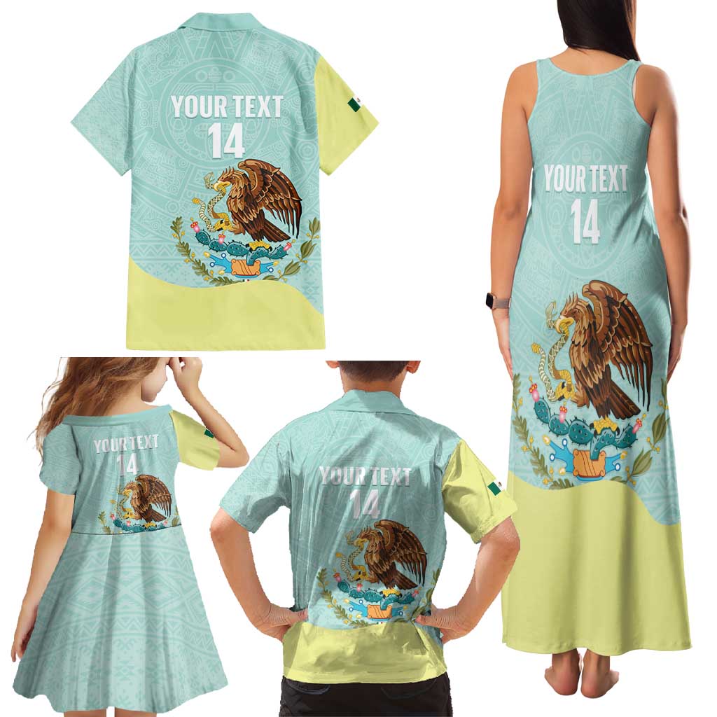 Custom Mexico Football Family Matching Tank Maxi Dress and Hawaiian Shirt Tu Puedes El Tricolor Cyan - Wonder Print Shop