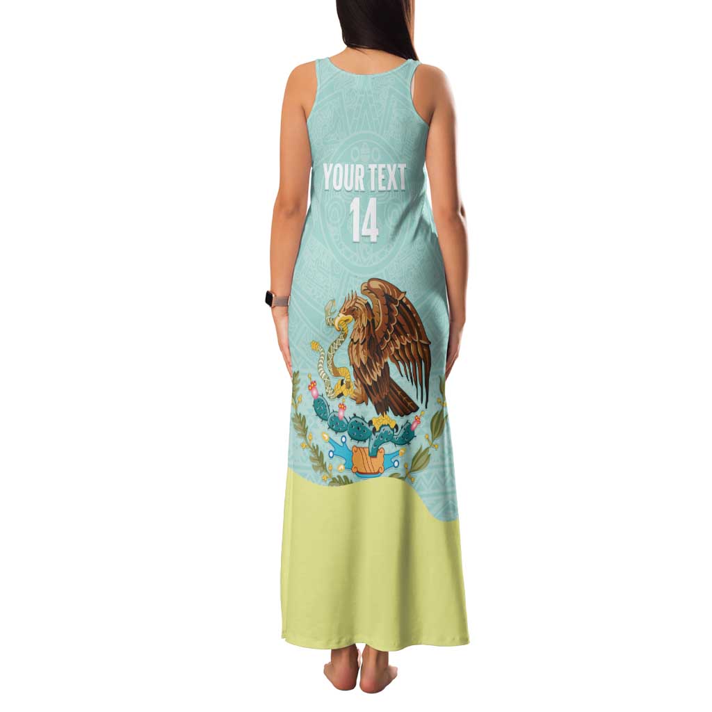 Custom Mexico Football Family Matching Tank Maxi Dress and Hawaiian Shirt Tu Puedes El Tricolor Cyan - Wonder Print Shop