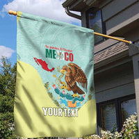 Custom Mexico Football Garden Flag Tu Puedes El Tricolor Cyan - Wonder Print Shop