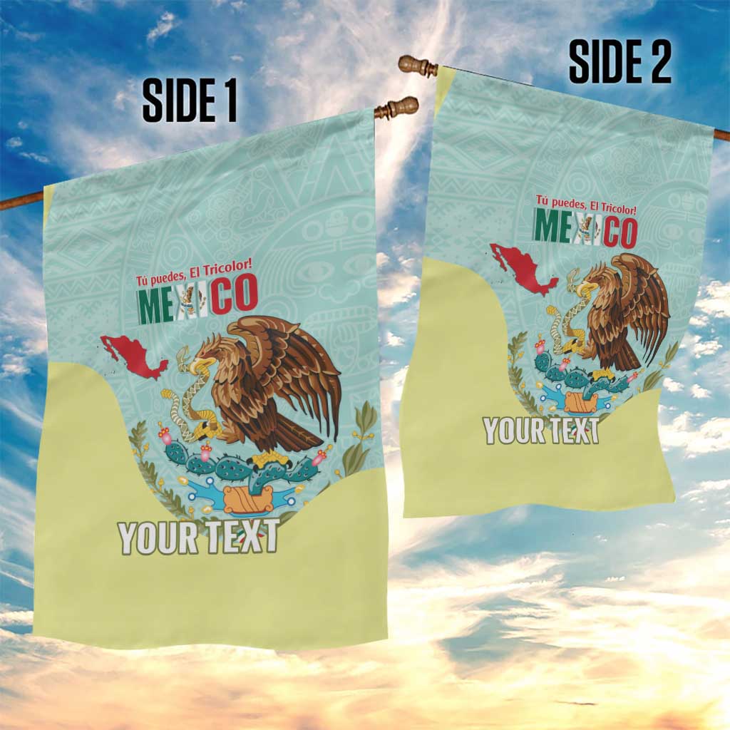 Custom Mexico Football Garden Flag Tu Puedes El Tricolor Cyan - Wonder Print Shop