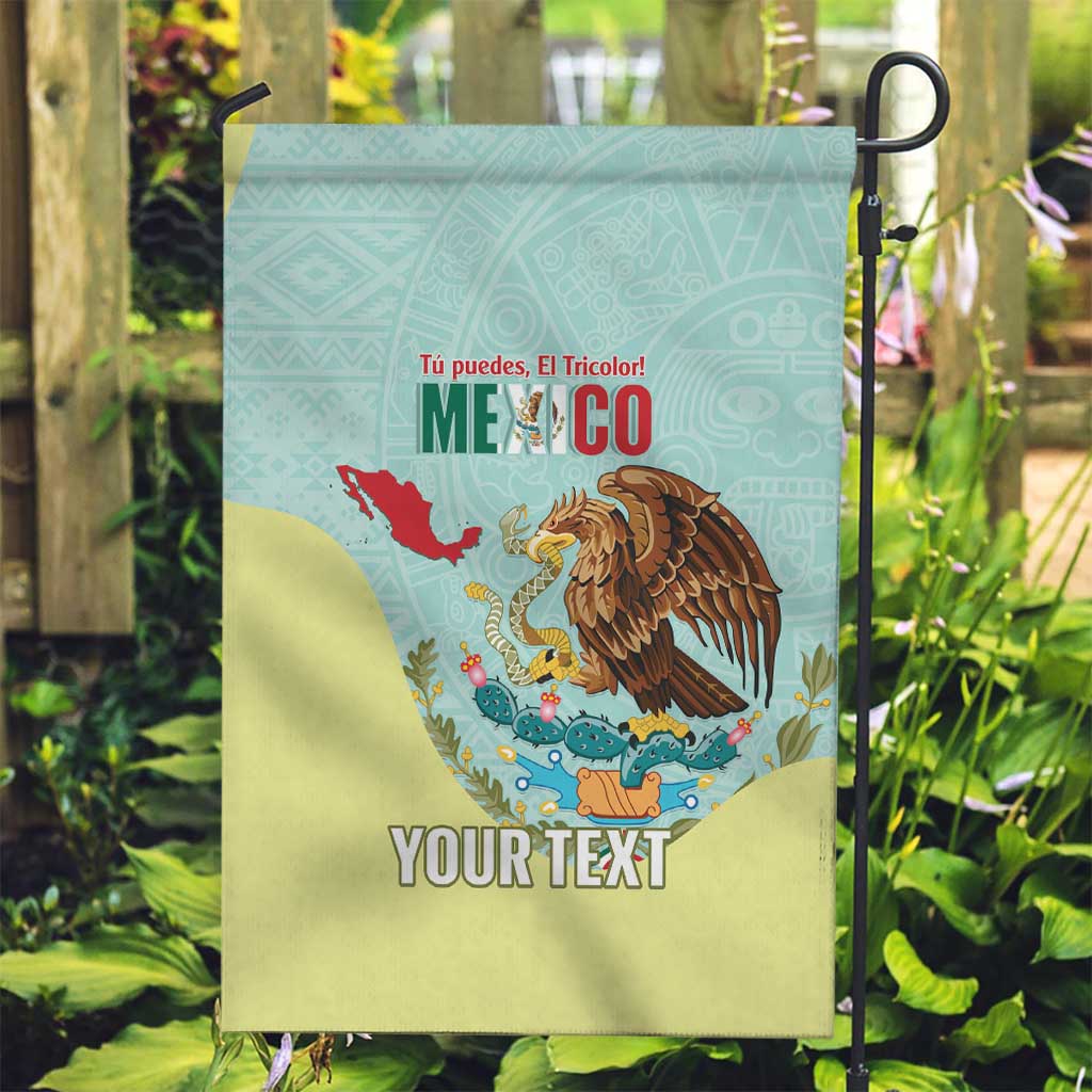 Custom Mexico Football Garden Flag Tu Puedes El Tricolor Cyan - Wonder Print Shop